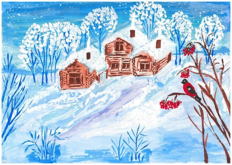 Рисунок в детский сад зима зимушка зима фото