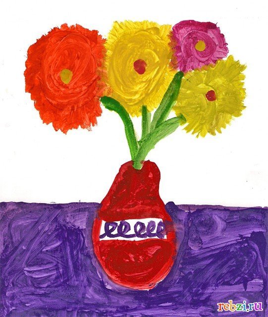 Рисунок ваза с цветами детский сад фото