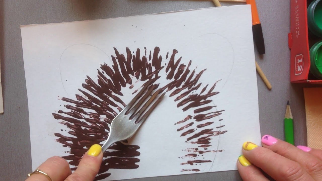 Рисунок вилками в детском саду фото