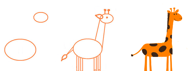 Рисунок жирафа карандашом легко для детей поэтапно фото