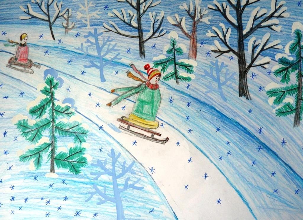 Рисунок зима для детей в детском саду легкие фото