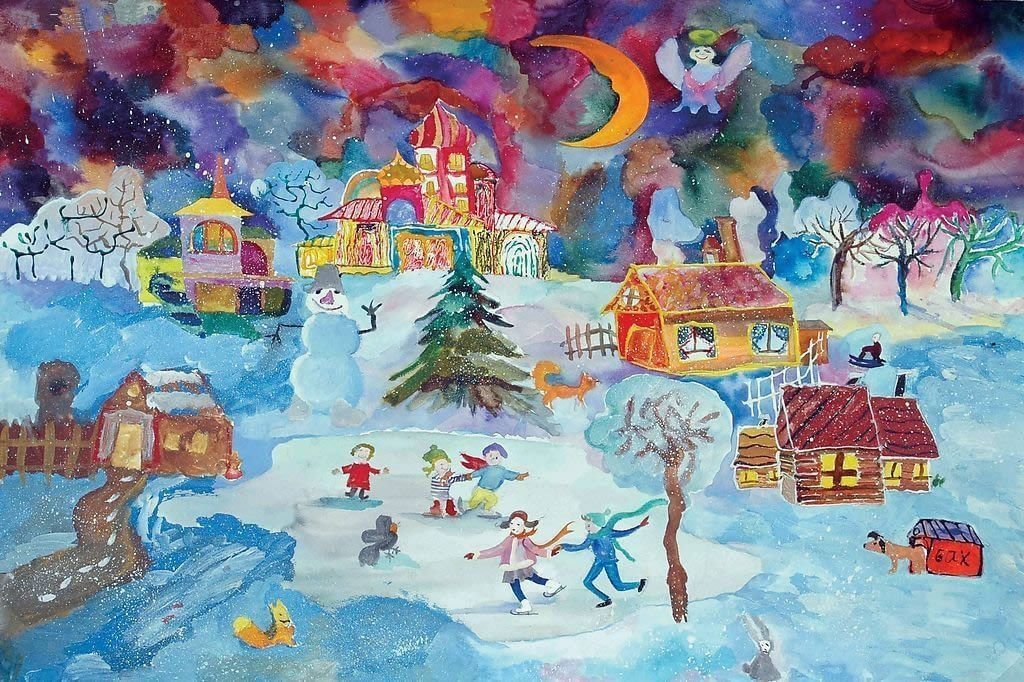 Рисунок зимние фантазии в детский сад фото