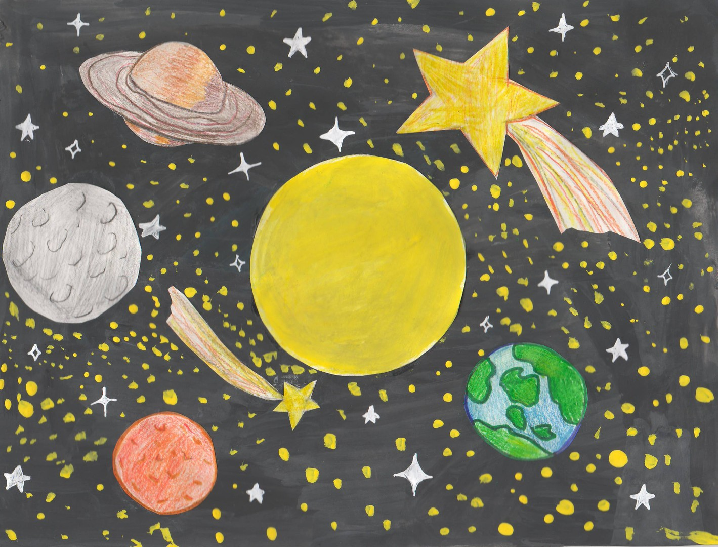 Рисунок звездное небо детский рисунок фото