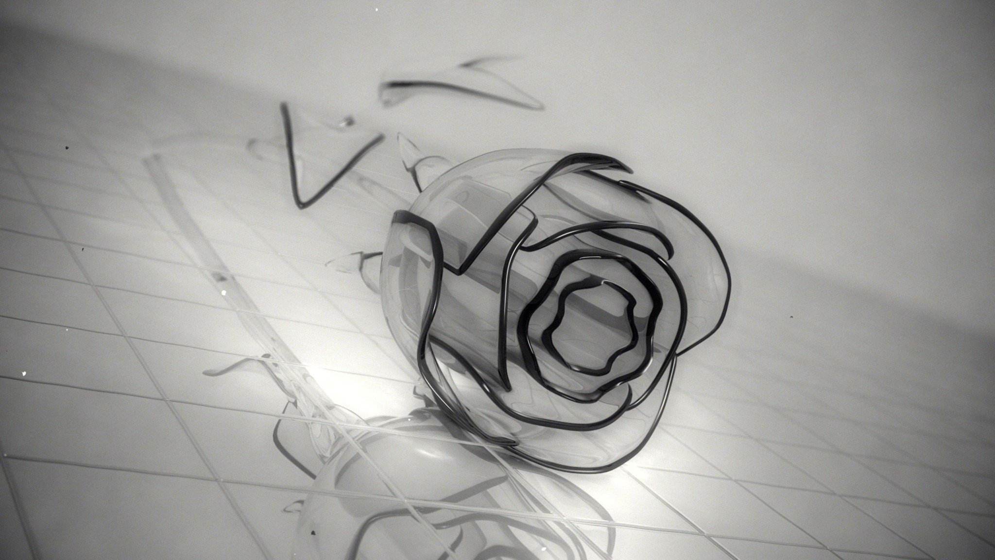 Роза из стекла на прозрачном фоне фото