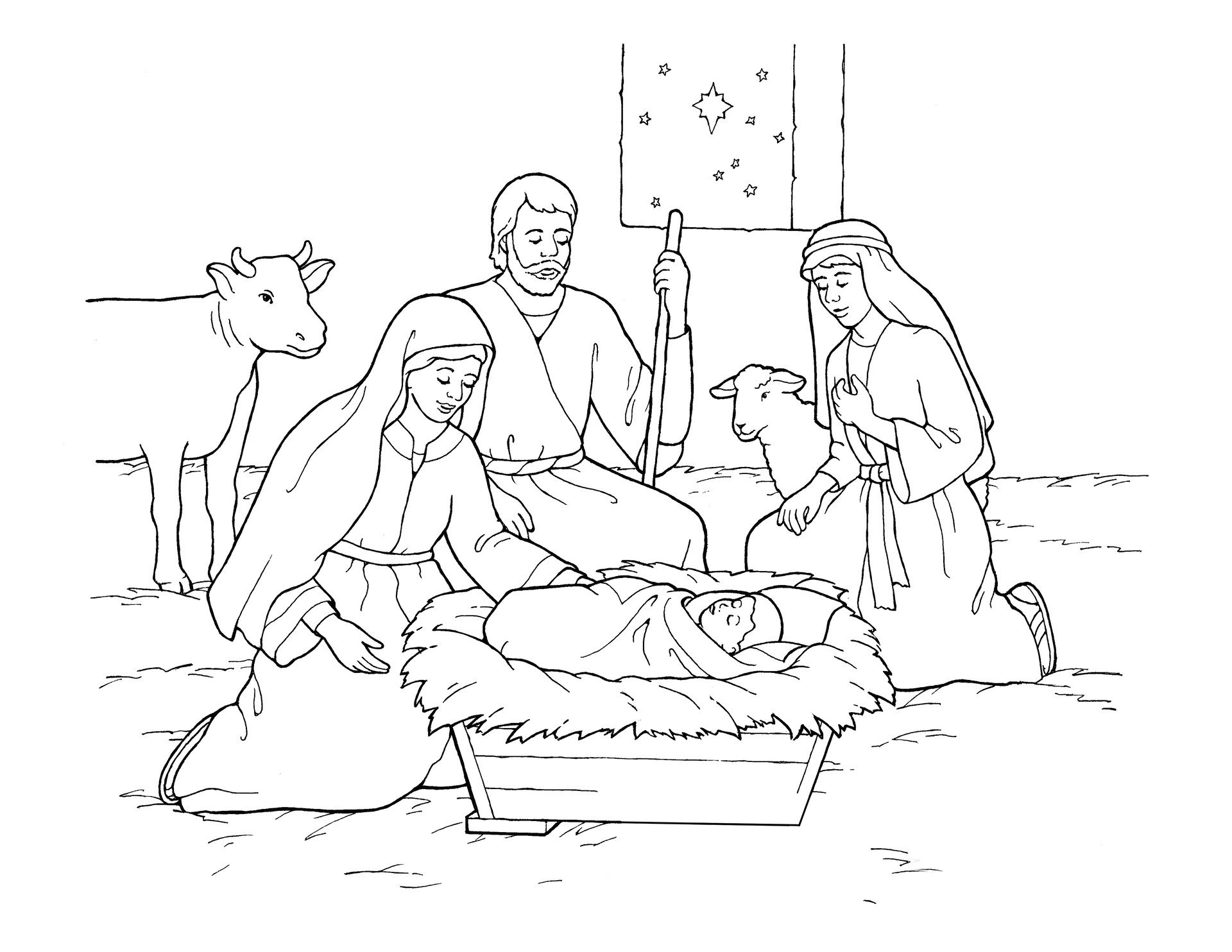 Рождение иисуса христа рисунок детский цветной фото