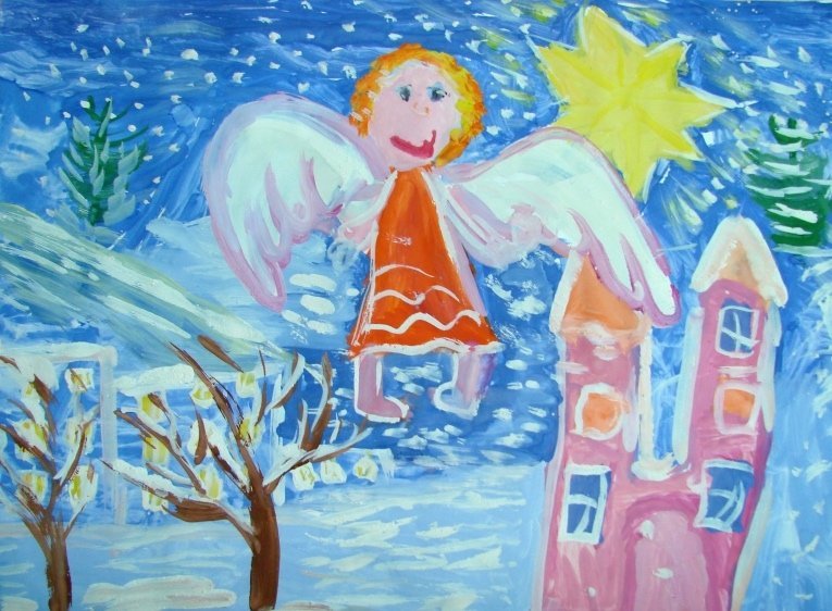 Рождественский рисунок детский фото