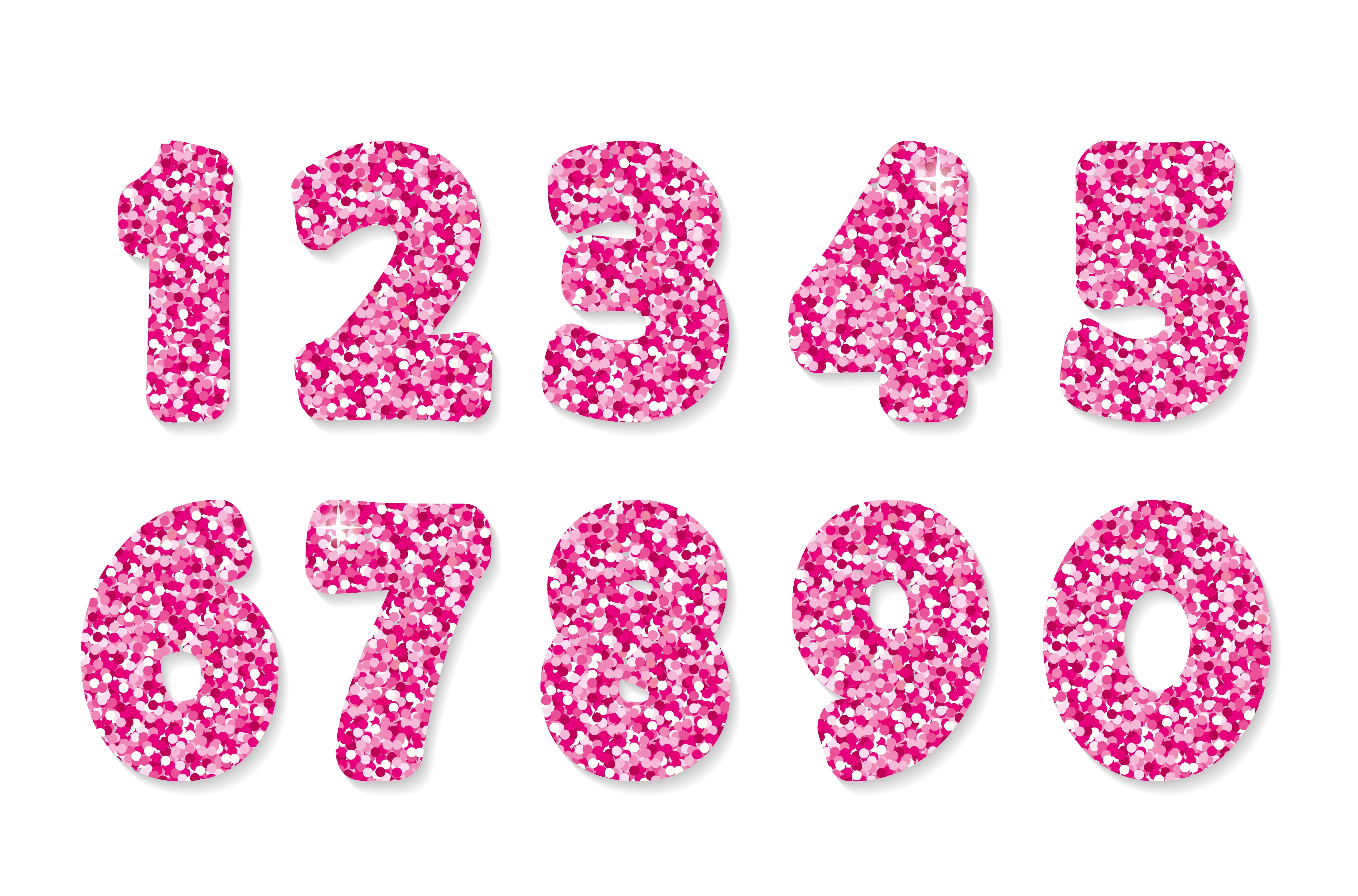 Розовые цифры на прозрачном фоне фото