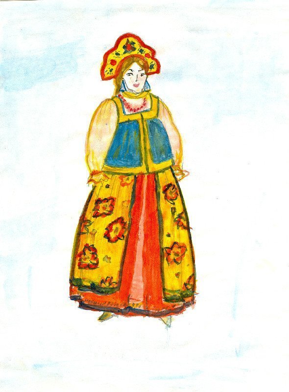 Русская народная красавица рисунок детский фото