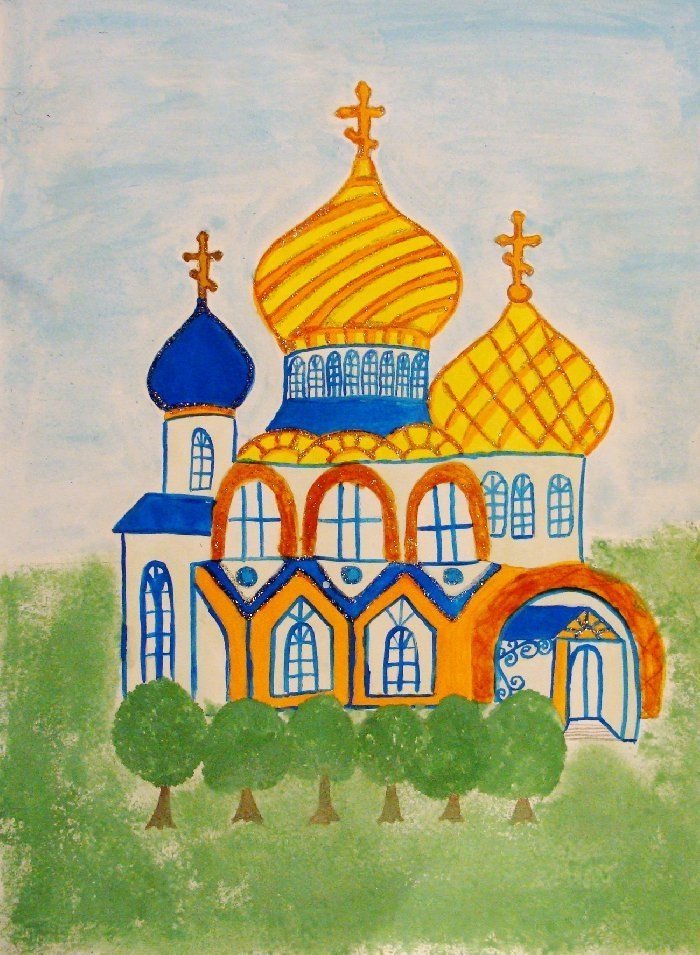 Русский храм рисунок детский фото