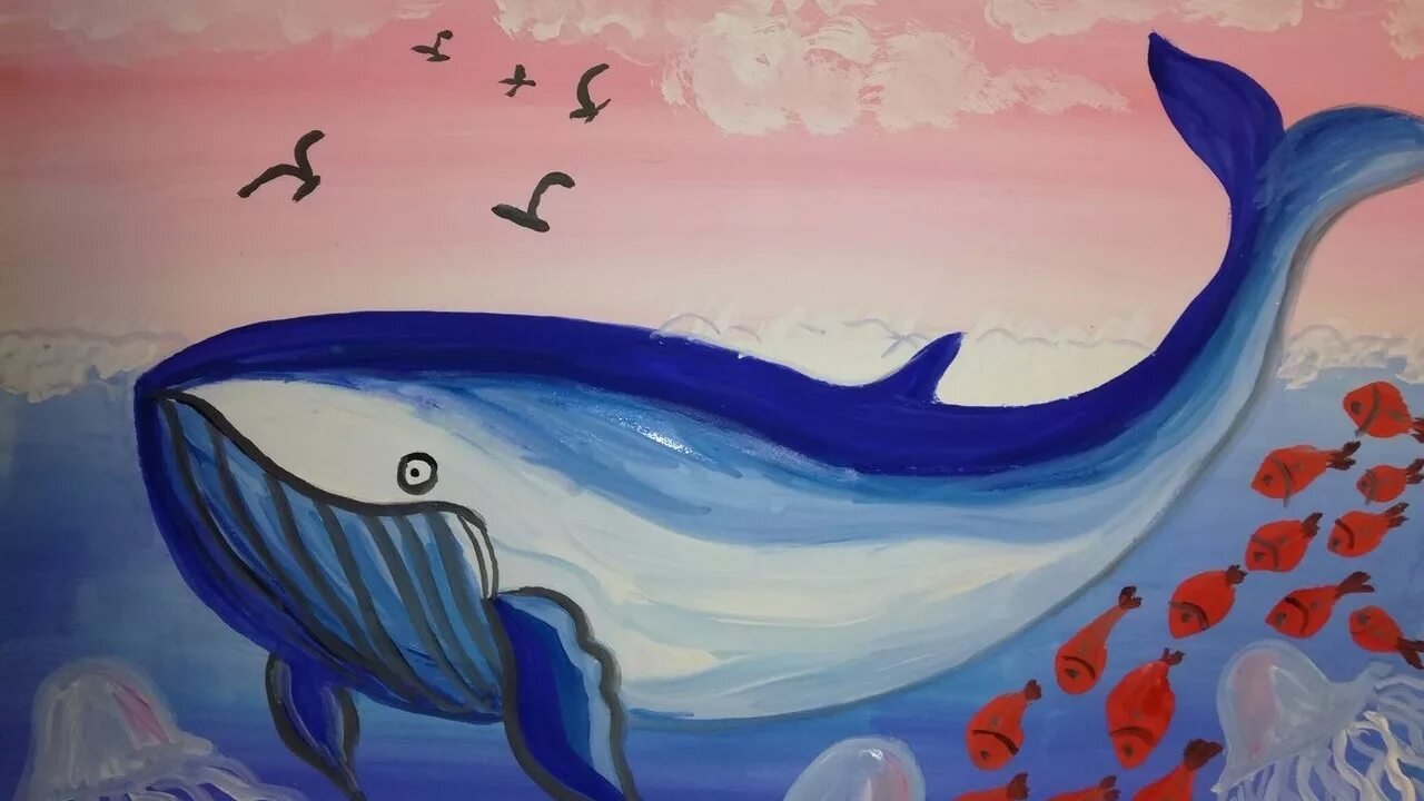 Рыба кит детский рисунок фото
