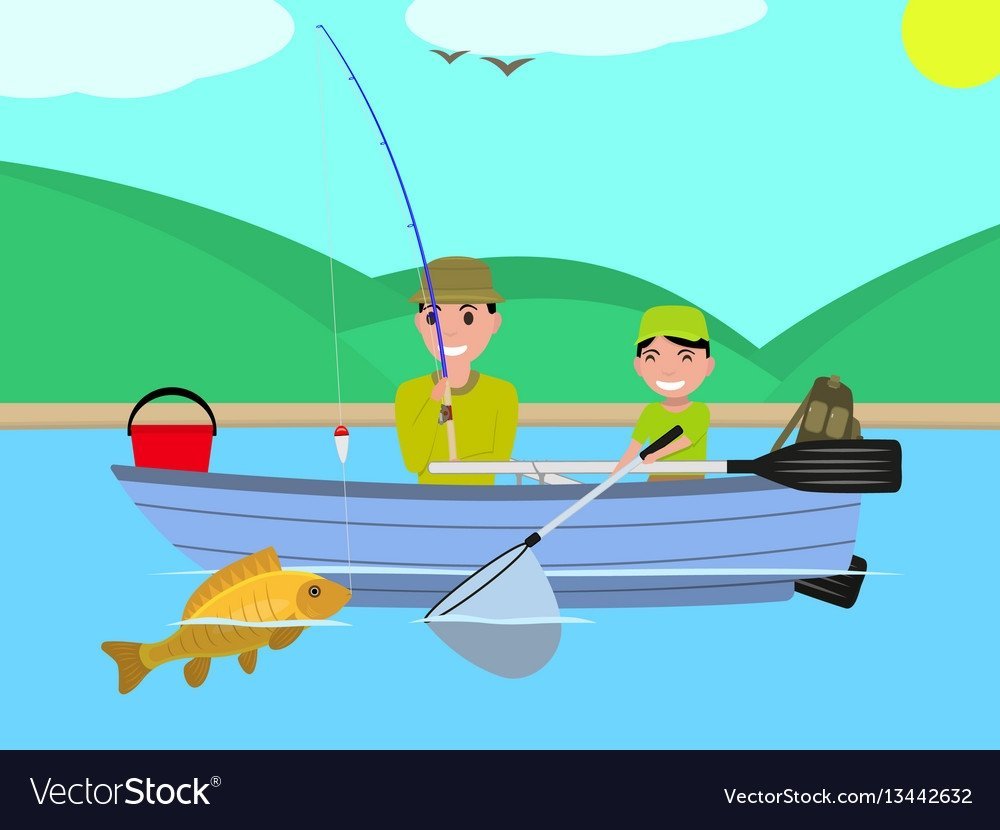 Рыбак на лодке детский рисунок фото