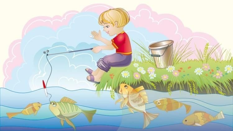 Рыбалка детский рисунок фото