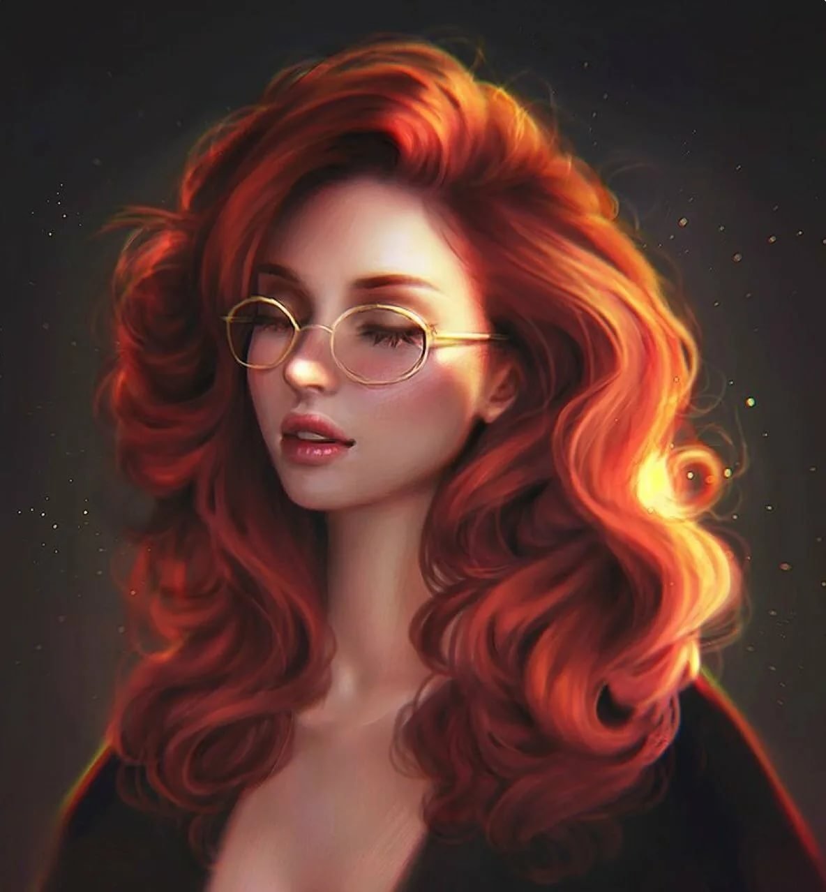 Рыжая девушка рисунок арт фото