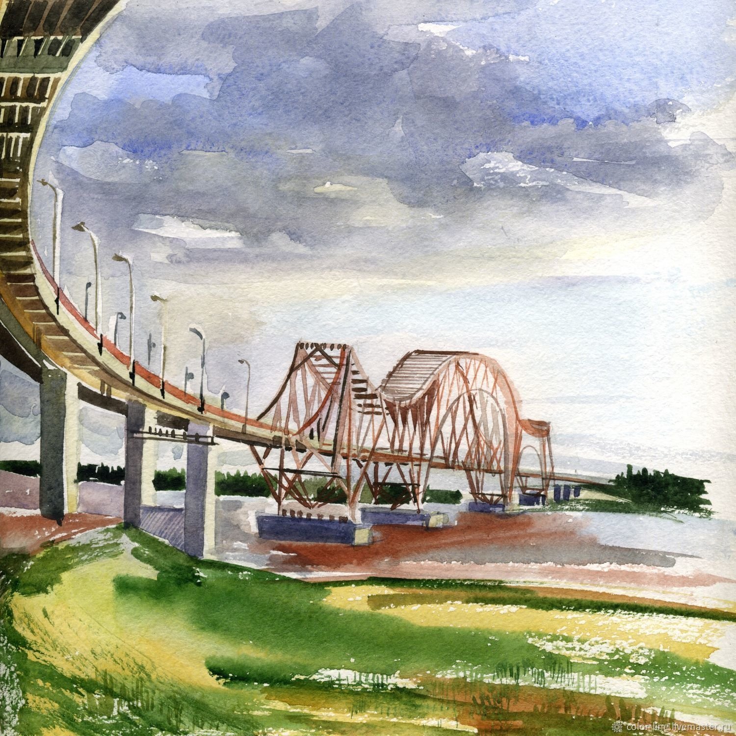 Саратовский мост через волгу рисунок детский фото