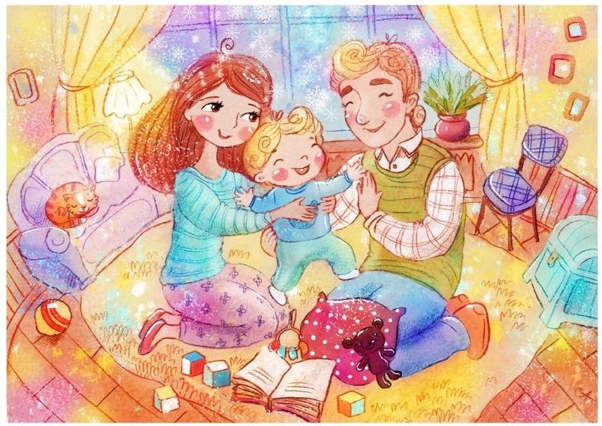 Счастливая семья рисунок детский фото