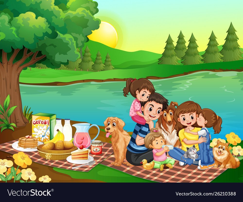 Семья на пикнике рисунок детский фото
