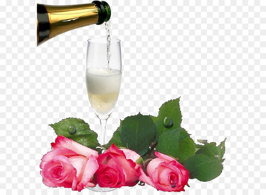 Шампанское и розы на прозрачном фоне фото