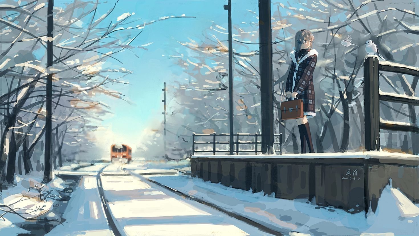 Снег рисунки аниме фото
