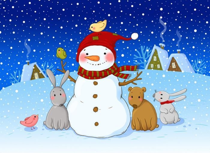Снеговик детский рисунок фото