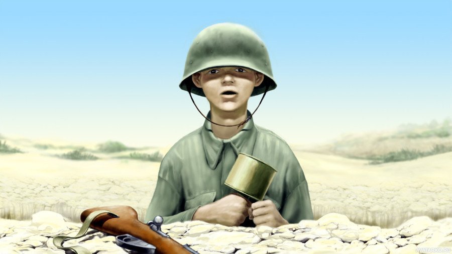 Солдат в окопе рисунок детский фото