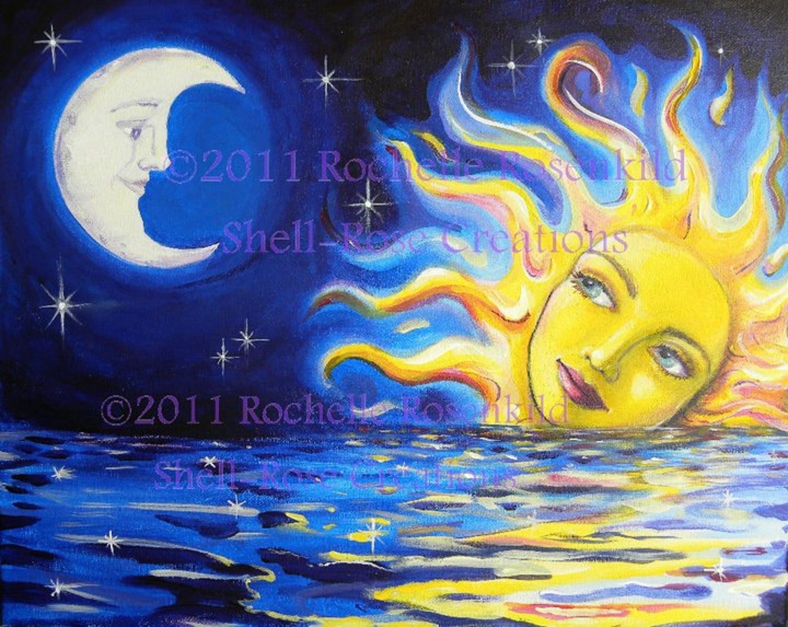 Солнце и луна рисунок детский фото