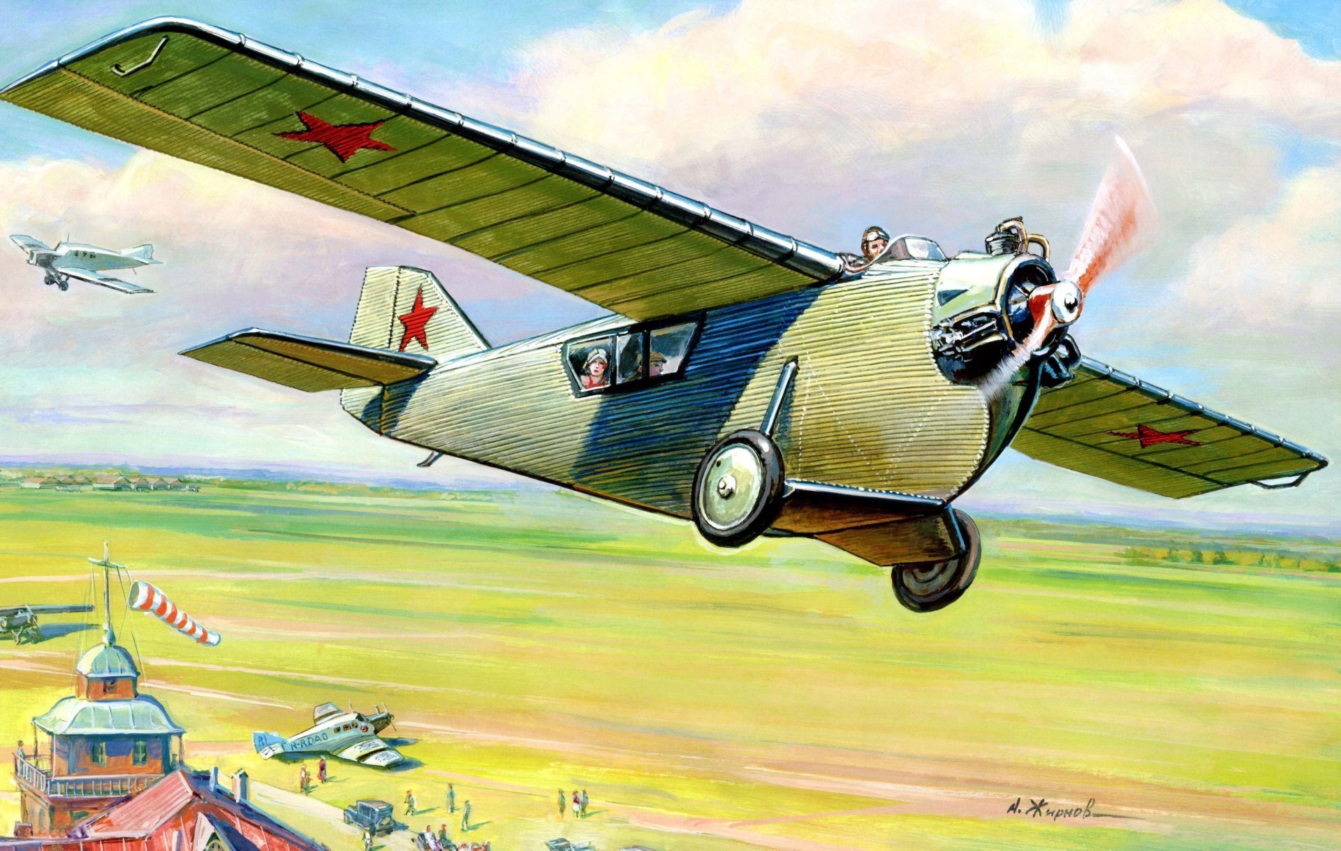 Советский самолет рисунок детский фото