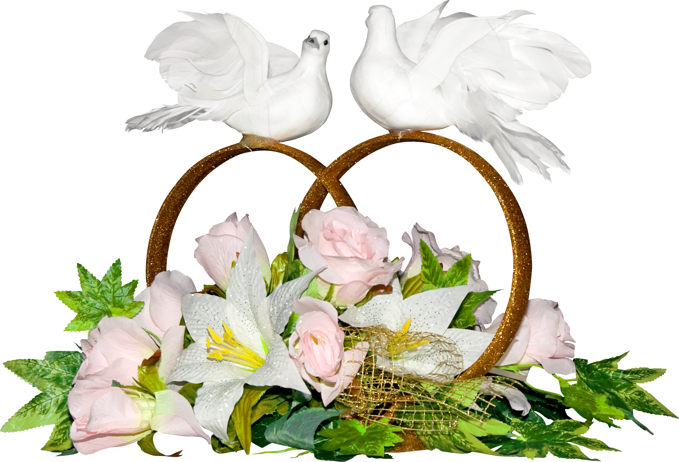 Свадебные кольца с цветами на прозрачном фоне фото