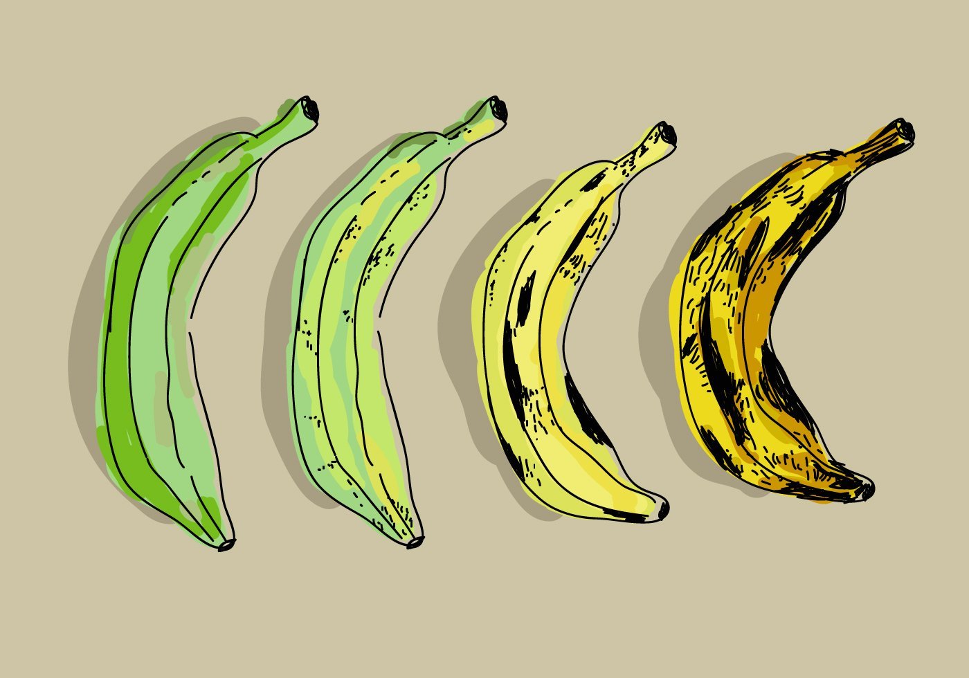 Связка бананов рисунок поэтапно фото