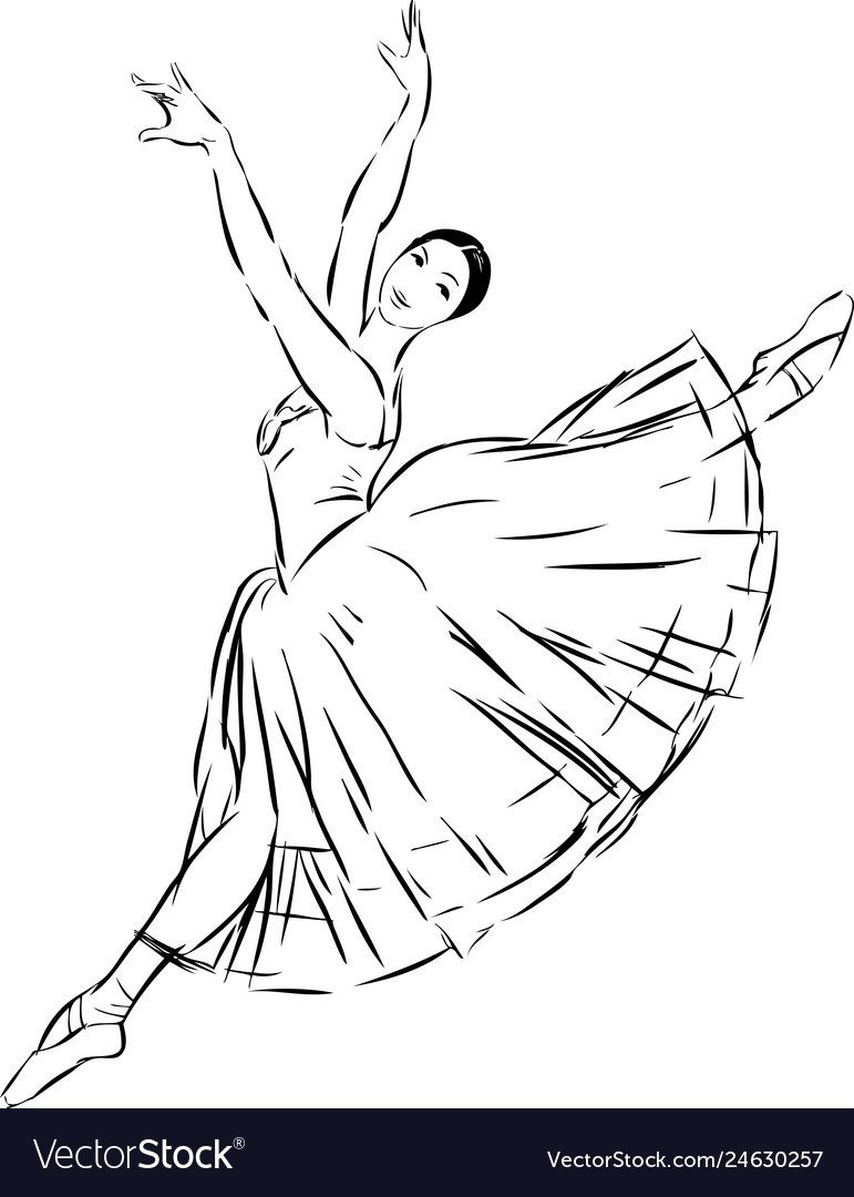 Танцующая девушка контурный рисунок фото