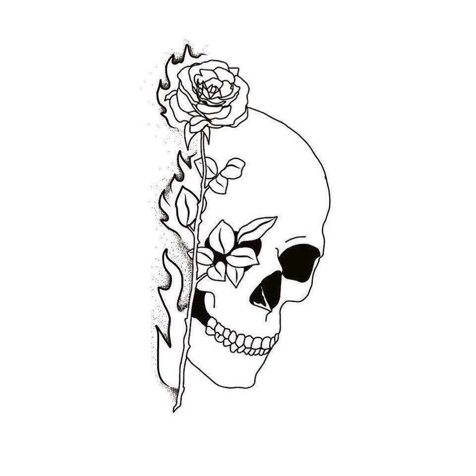 Тату рисунки роза с черепом фото