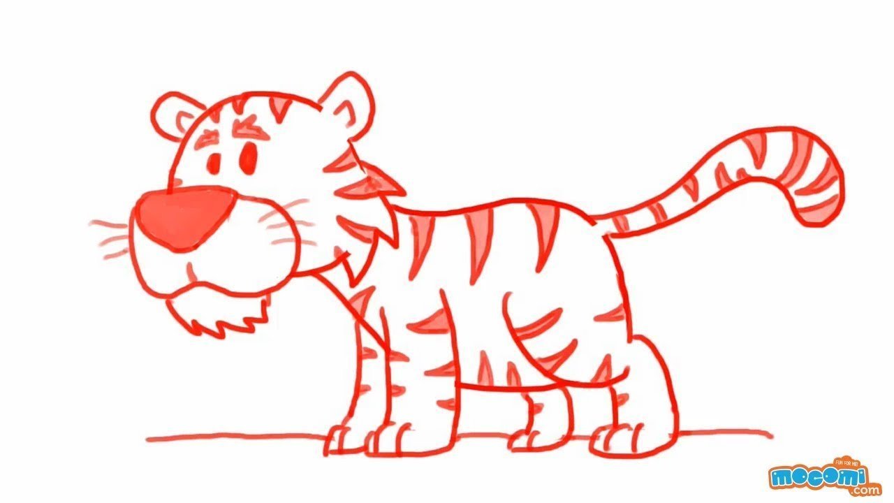 Тигр простой детский рисунок фото