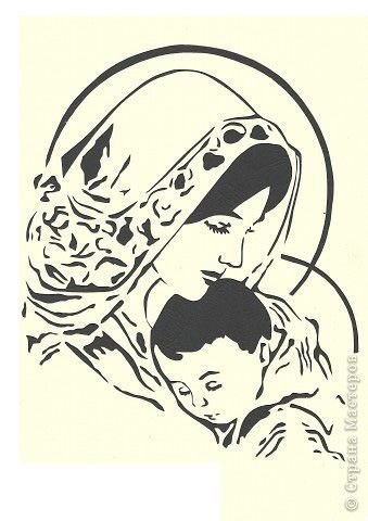 Трафарет рисунка мама с ребенком фото