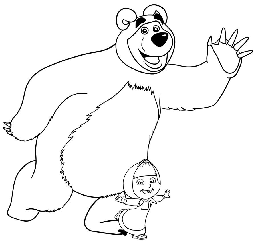 Трафарет рисунка маша и медведь рисунок фото