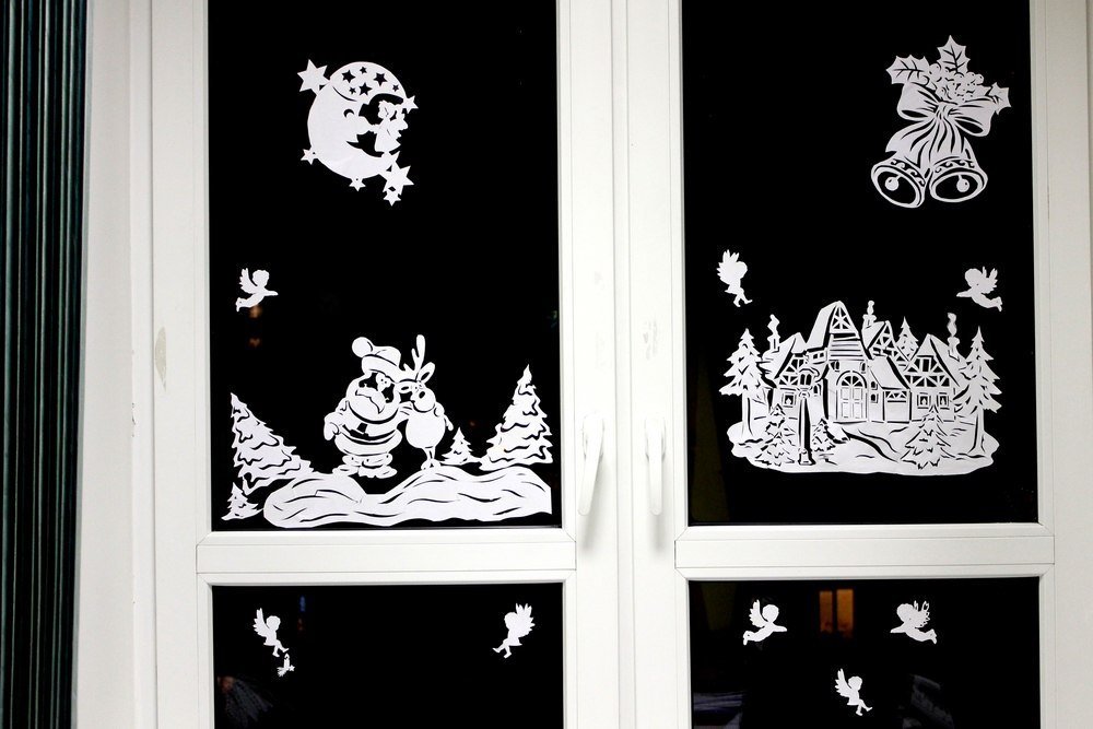 Трафареты для рисунка на окнах новогодние рисунки фото