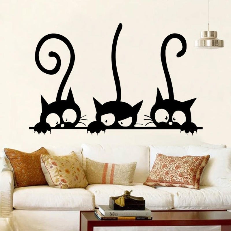 Трафареты рисунка на стене кошек фото