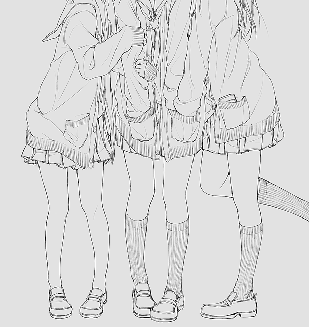 Три подруги рисунки аниме фото
