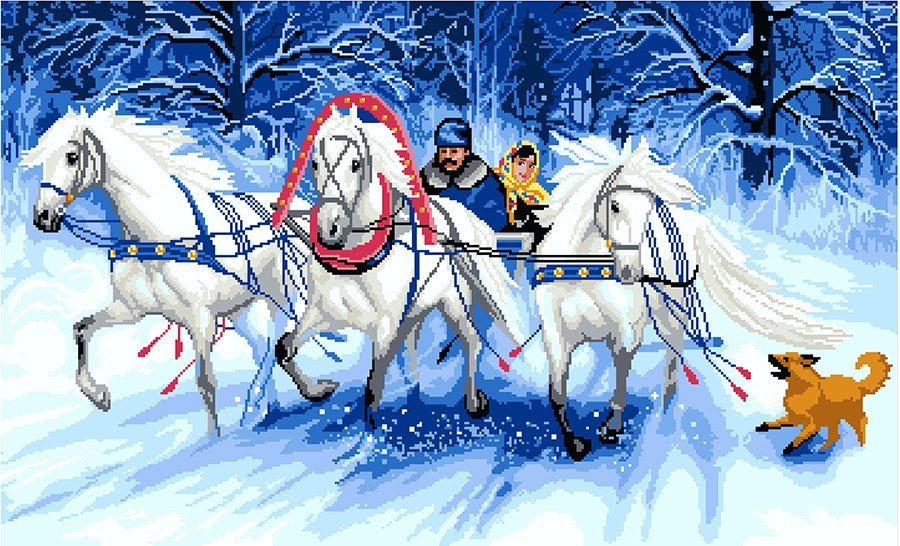 Тройка лошадей рисунок детский фото
