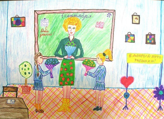 Учительница детский рисунок фото