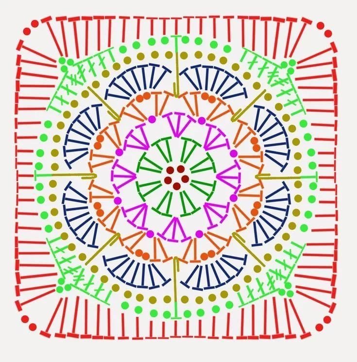 Узор крючком разноцветный рисунок в круге фото