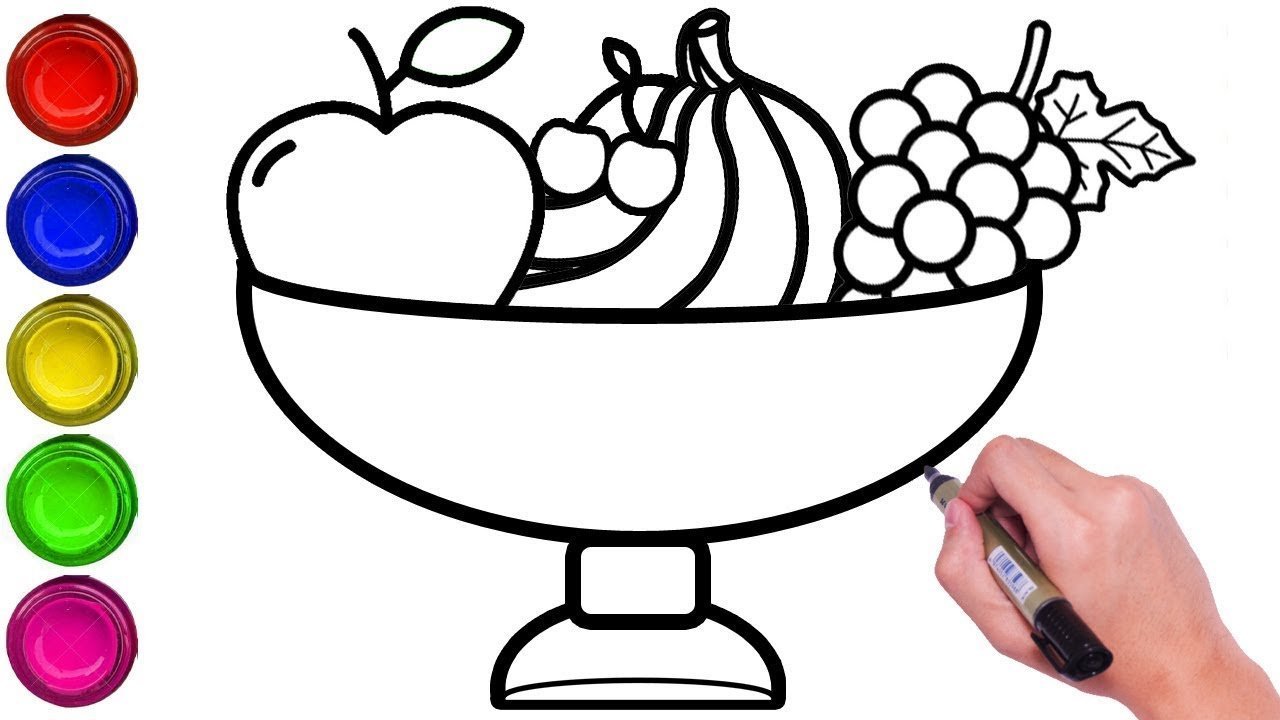 Ваза с фруктами детский рисунок фото