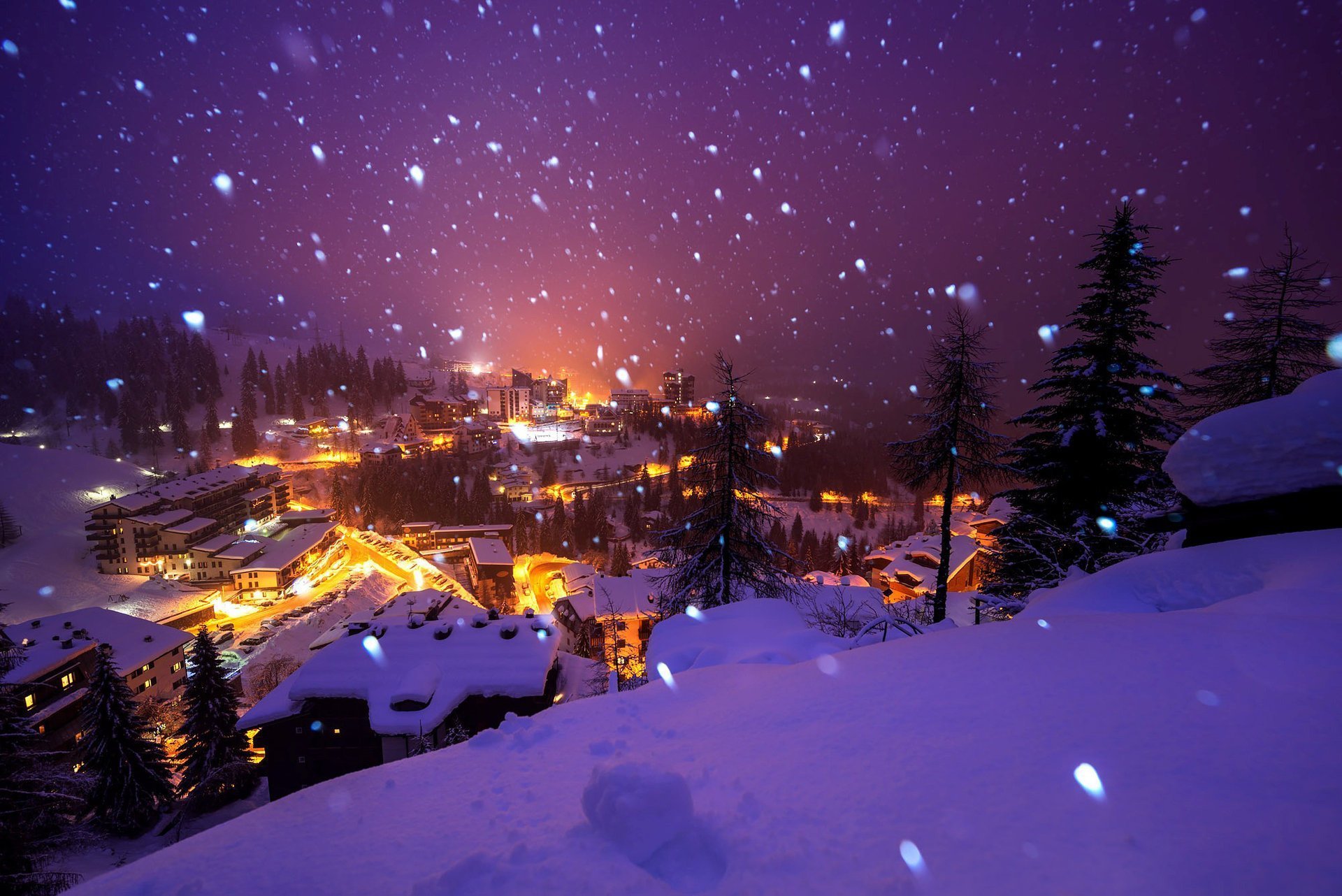 Вечер зимние города обои фото