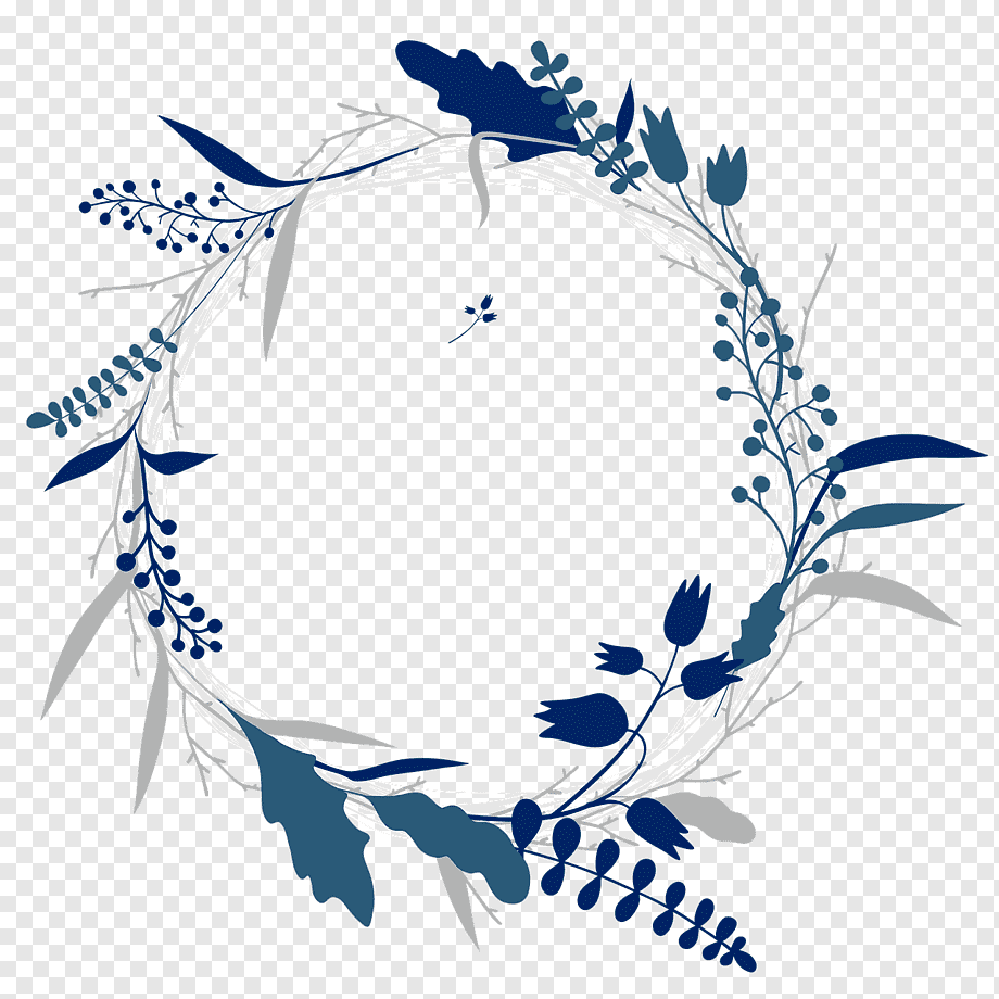 Венок из голубых цветов на прозрачном фоне фото