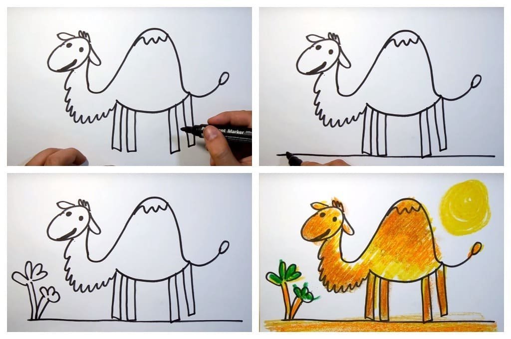Верблюд рисунок для детей карандашом поэтапно легко фото