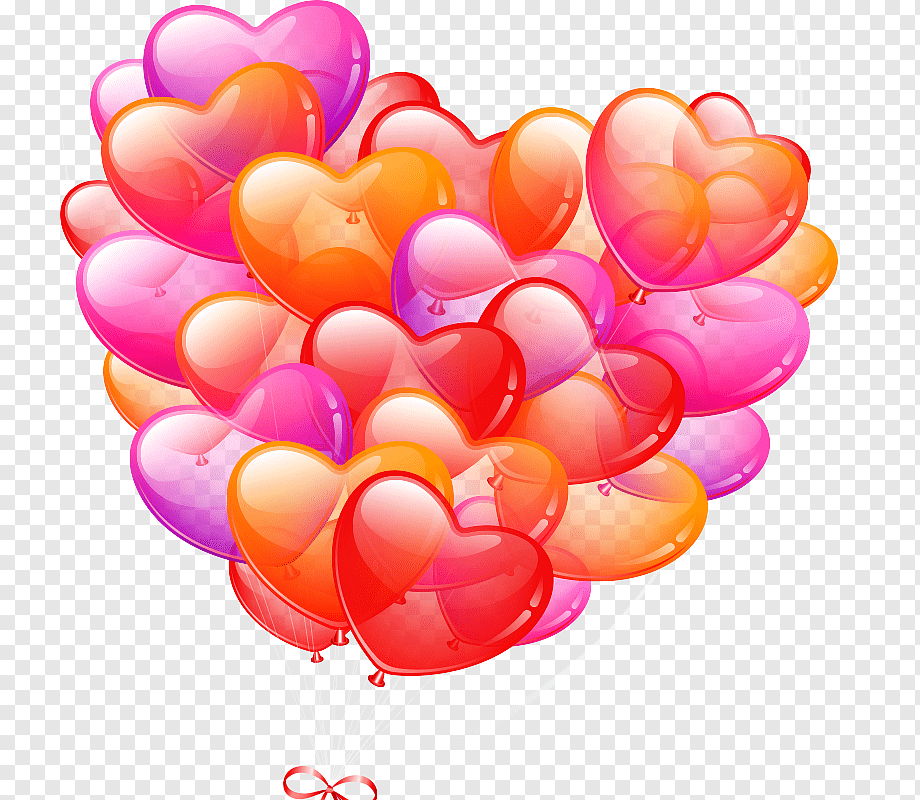 Воздушные шарики сердечки на прозрачном фоне фото