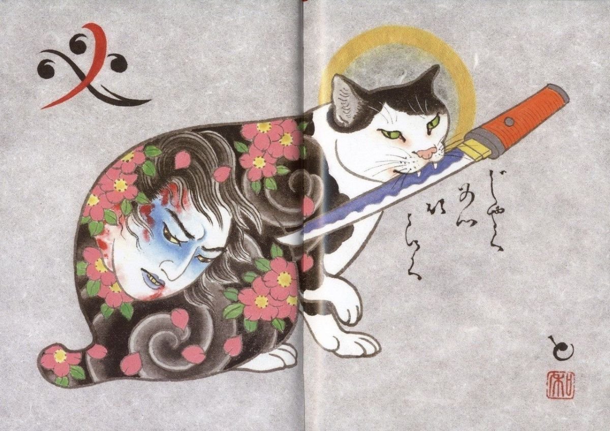 Японский кот рисунки аниме фото