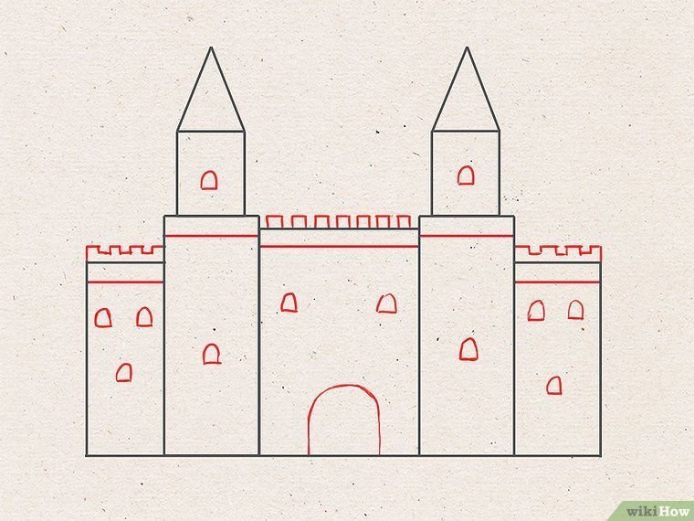 Замок рисунок легкий карандашом поэтапно фото