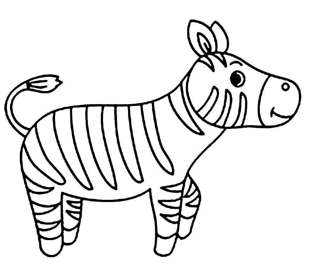 Зебра контурный рисунок для детей фото
