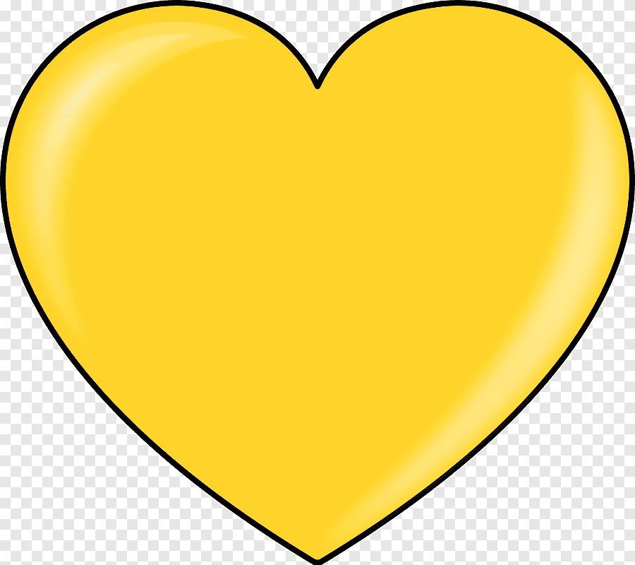 Желтое сердце на прозрачном фоне фото