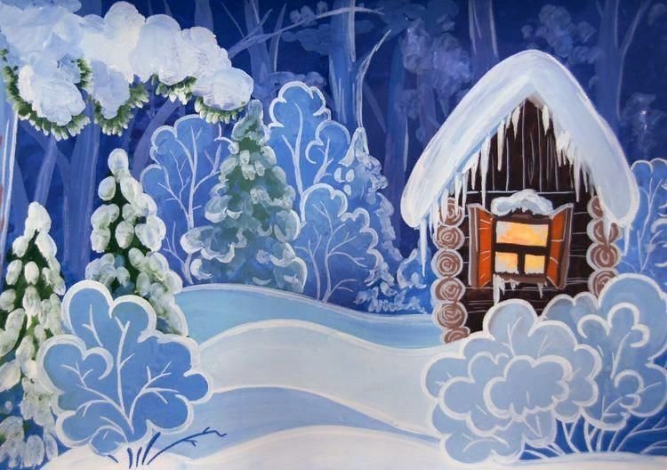 Зимний лес рисунок детский сад фото