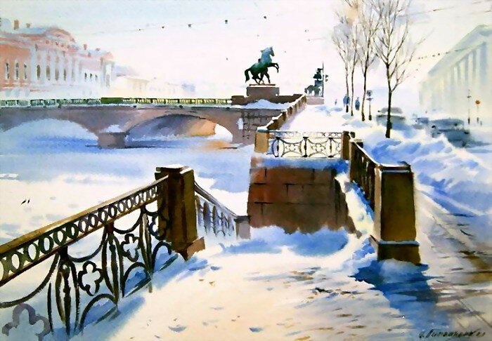 Зимний петербург детский рисунок фото